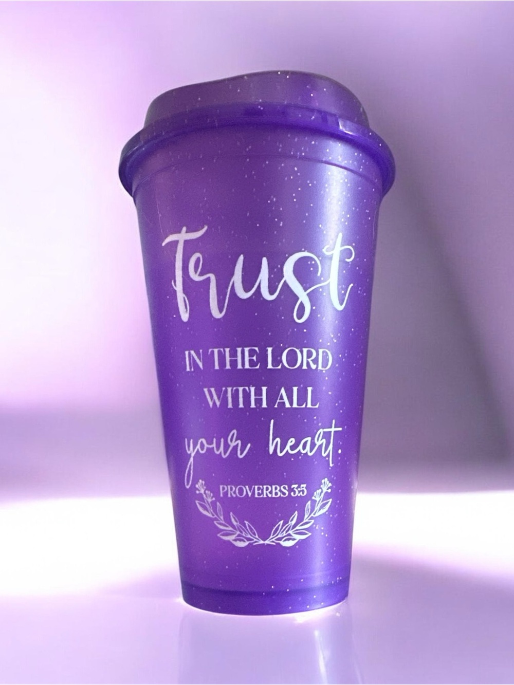 Purple Inspirational Travel Tumbler - "Trust in the Lord" 16oz